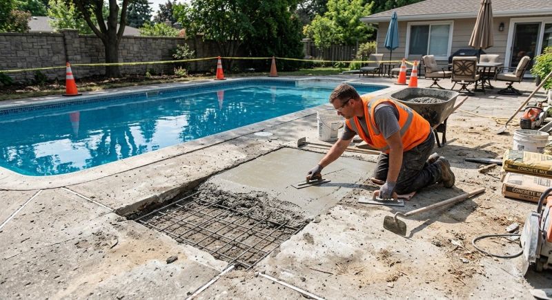Concrete Pool Patio Repair in West Des Moines, IA